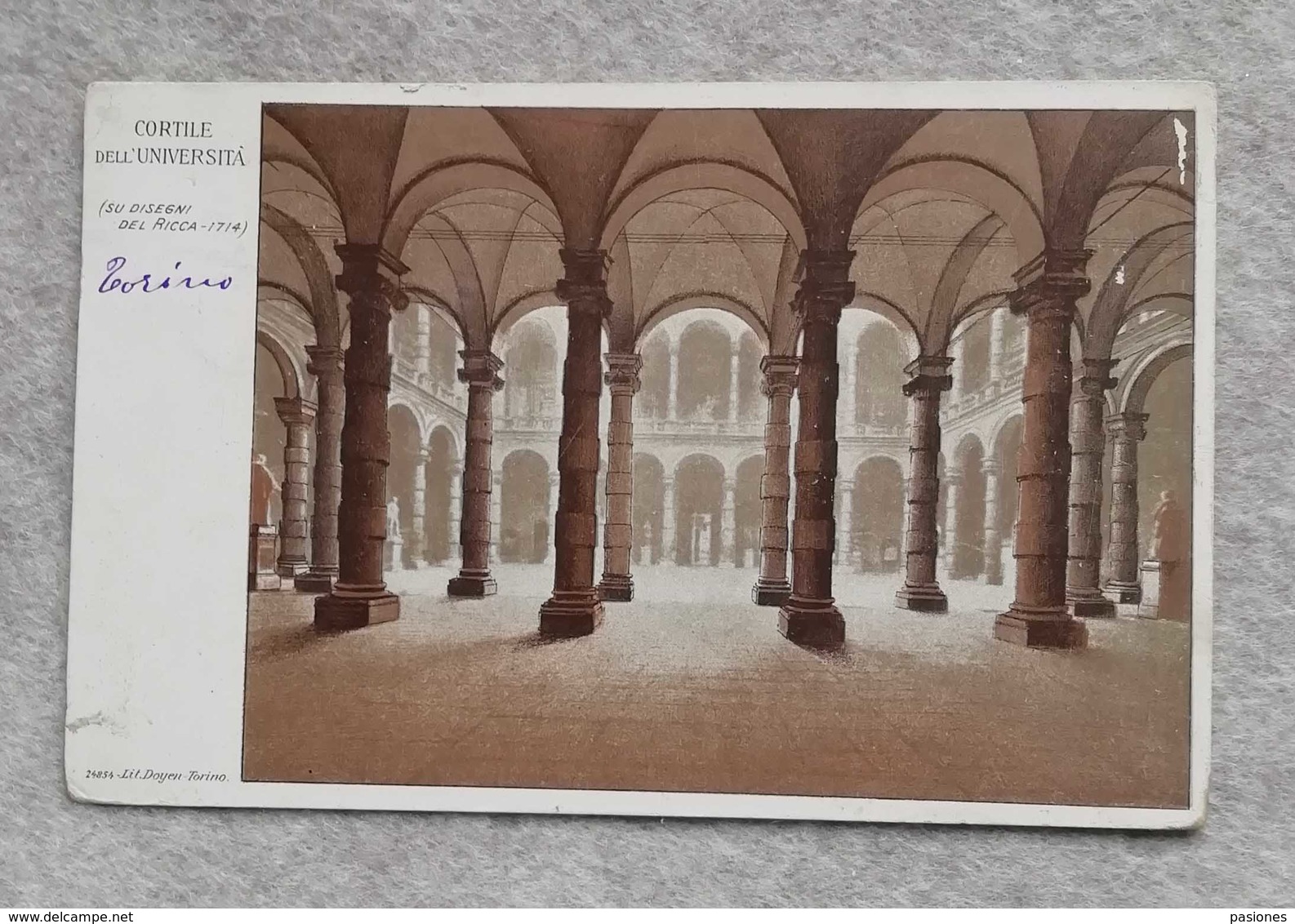 Cartolina Postale "Regia Università Degli Studi" Torino - Cortile Dell'Università, Per Brescia 1924 - Enseignement, Écoles Et Universités