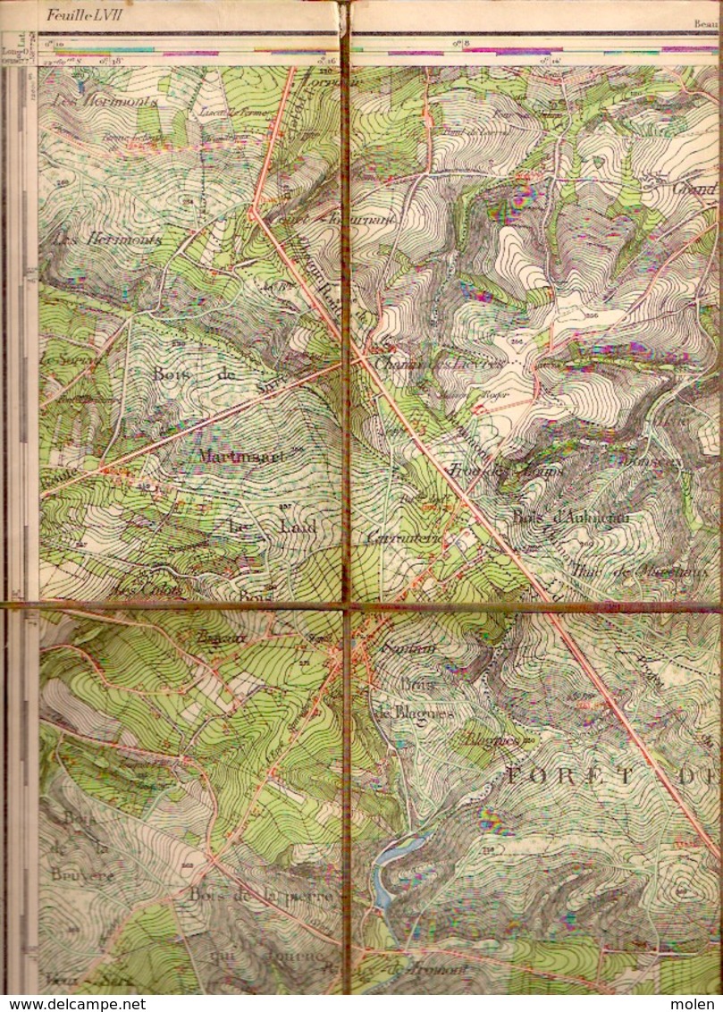 Situation 1871 CARTE ETAT MAJOR SUR TOILE 57/2 Sivry-RANCE RENLIES LE-FRIBOU SAUTIN MONTBLIART FOURBECHIES LA-RONCE S848 - Sivry-Rance