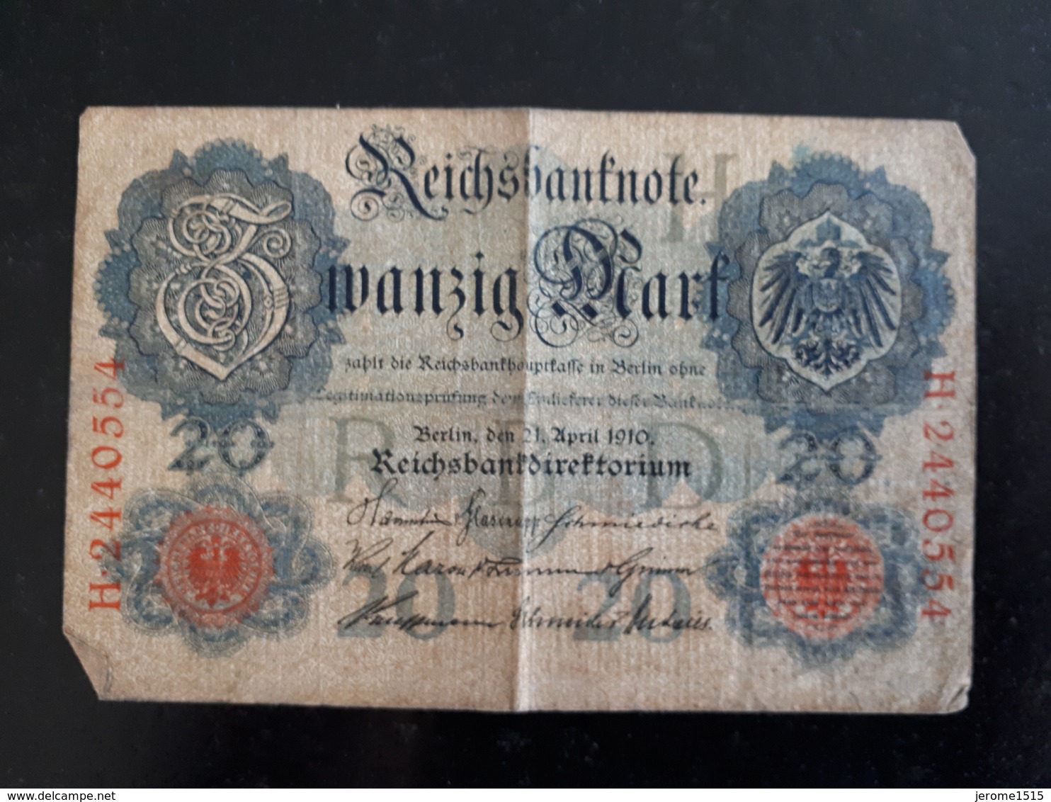 Billet Allemagne 20 Marks 21/04/1910  & - 20 Mark