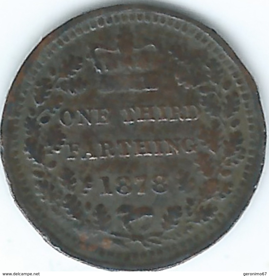 United Kingdom / Great Britain - 1878  - ⅓ Farthing / ¹⁄₁₂ Penny - Victoria - KM750 - Struck For Use In Malta - A. 1/3 Farthing