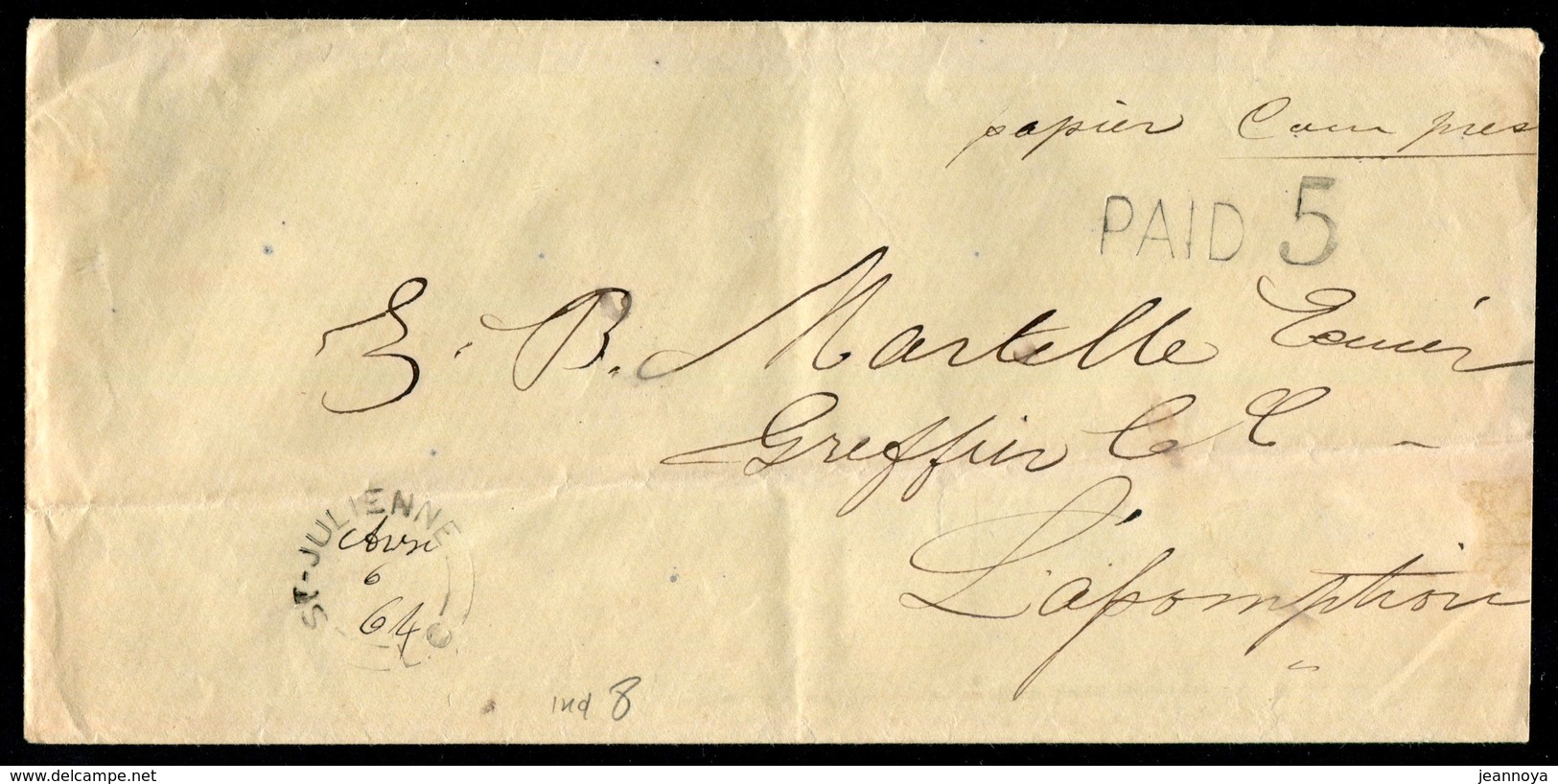 CANADA - LETTRE DE SAINTE JULIENNE LE 6/4/1864 POUR L'ASSOMPTION - TB & RARE - ...-1851 Vorphilatelie