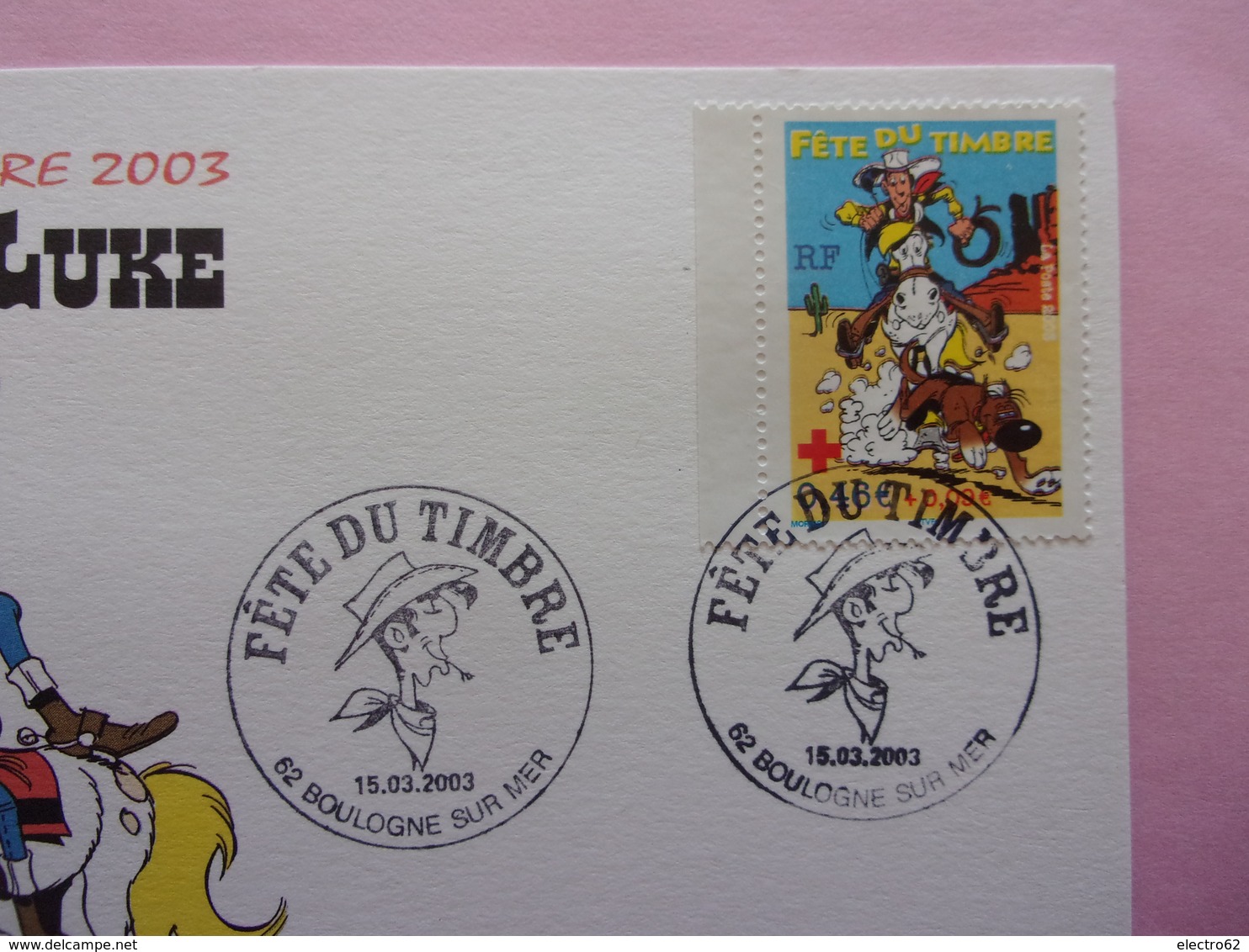 FDC Lucky Luke  Fête Du Timbre 2003 Carte Postale Croix Rouge - Stripsverhalen