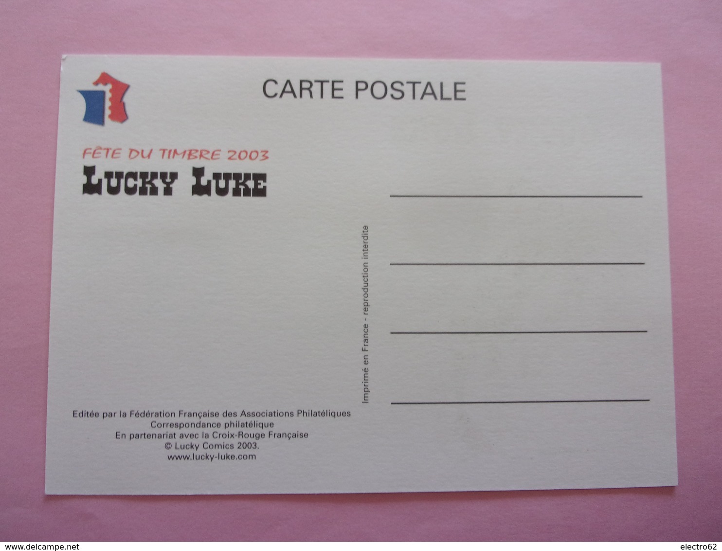 FDC Lucky Luke  Fête Du Timbre 2003 Carte Postale Croix Rouge - Stripsverhalen