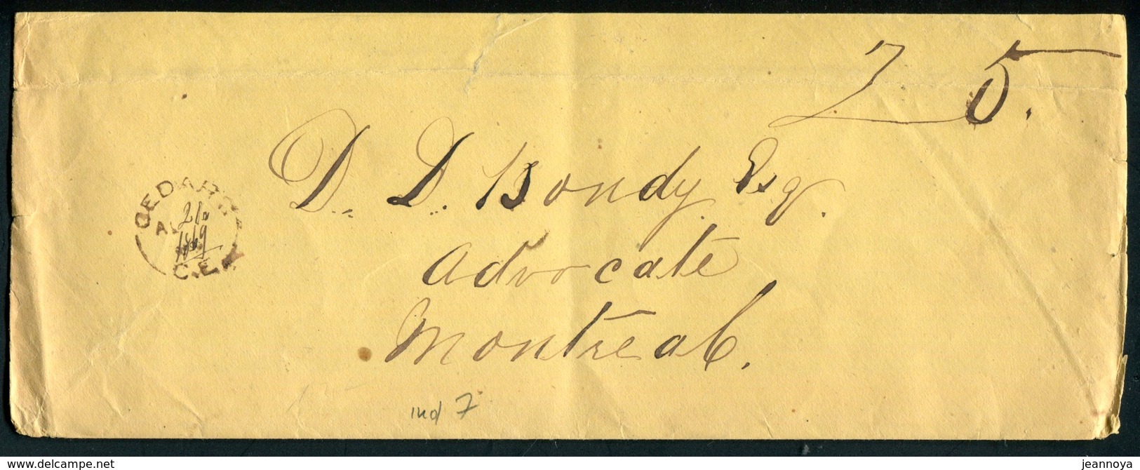 CANADA - LETTRE DE CEDARS LE 21/8/1869 POUR MONTREAL - TB & RARE - ...-1851 Préphilatélie