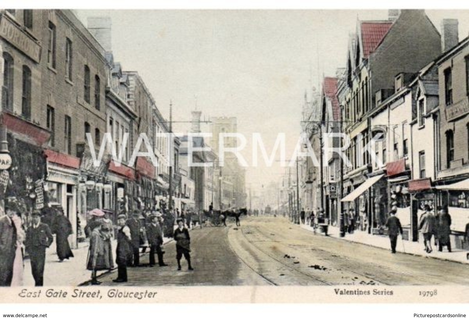 GLOUCESTER EAST GATE STREET OLD COLOUR POSTCARD GLOUCESTERSHIRE - Gloucester