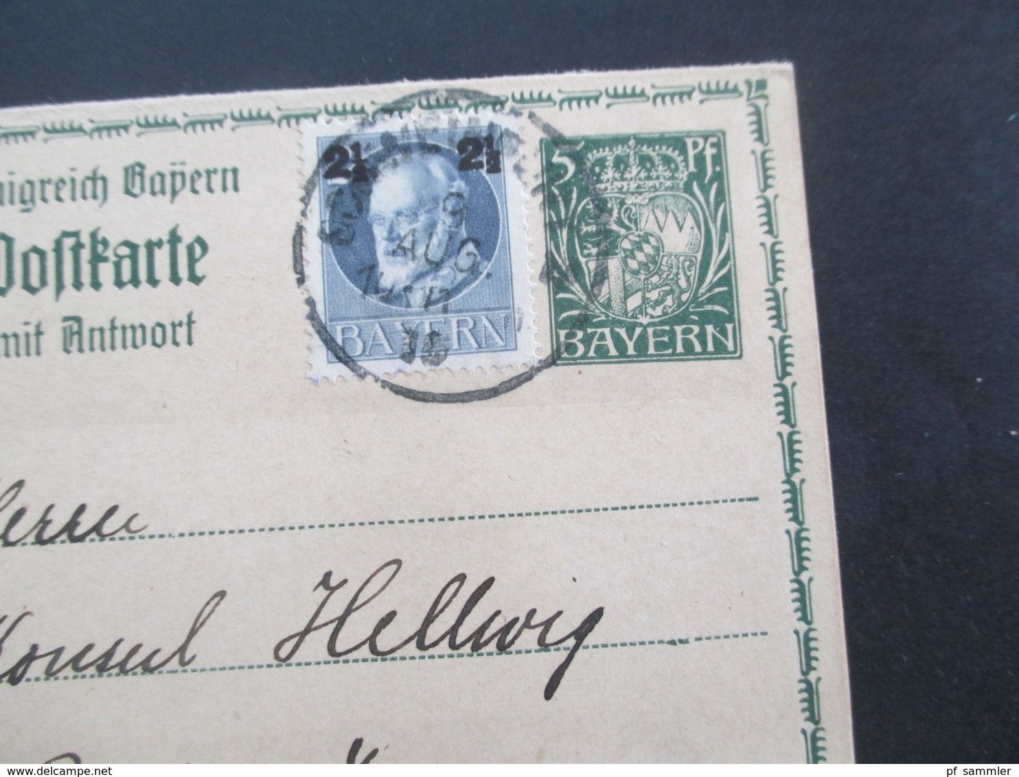 Bayern 1914 / 1916 GA / Doppelkarte P95 /02 Beide Karten Mit Zusatzfrakatur Wegen Der Portoerhöhung! An Konsul Hellwig - Ganzsachen