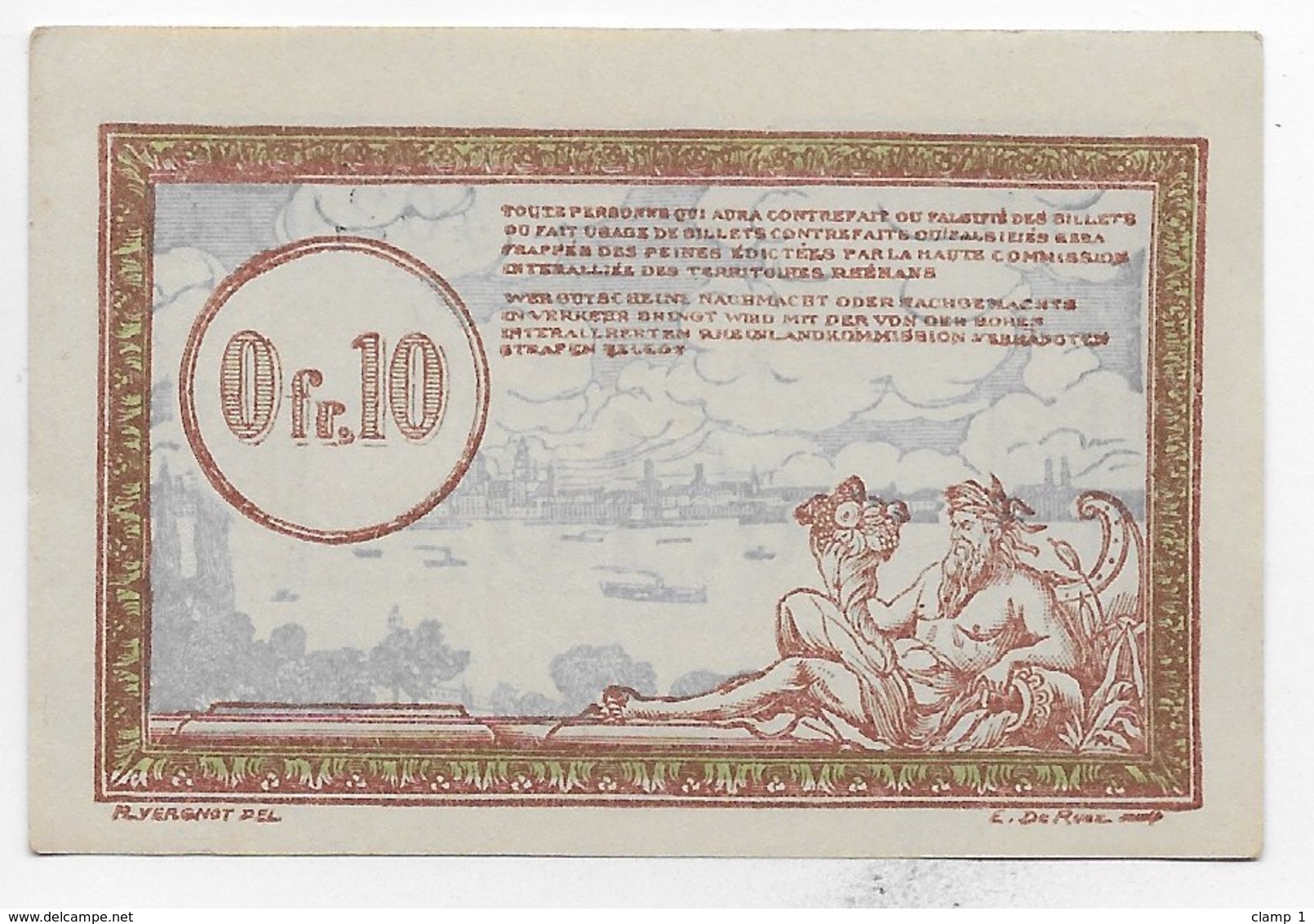 BILLET NECESSITE  REGIE DES CHEMINS DE FER DES TERRITOIRES OCCUPES 10 CENTIMES *1923 NEUF * RHENANIE * RUHR * - Notgeld