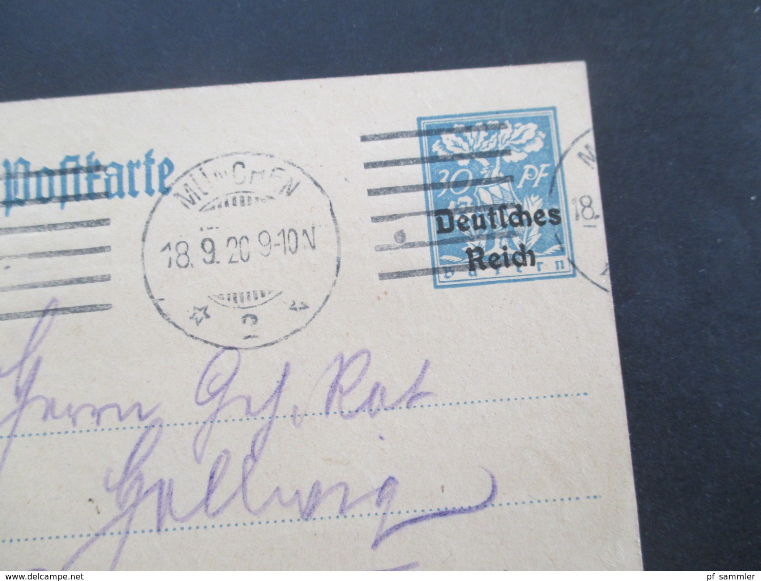 1920 Bayern / DR Bayern Abschied GA P128 Aus München Unbeanstandet Nach Berlin An Herrn Geheimrat Hellwig - Postal  Stationery