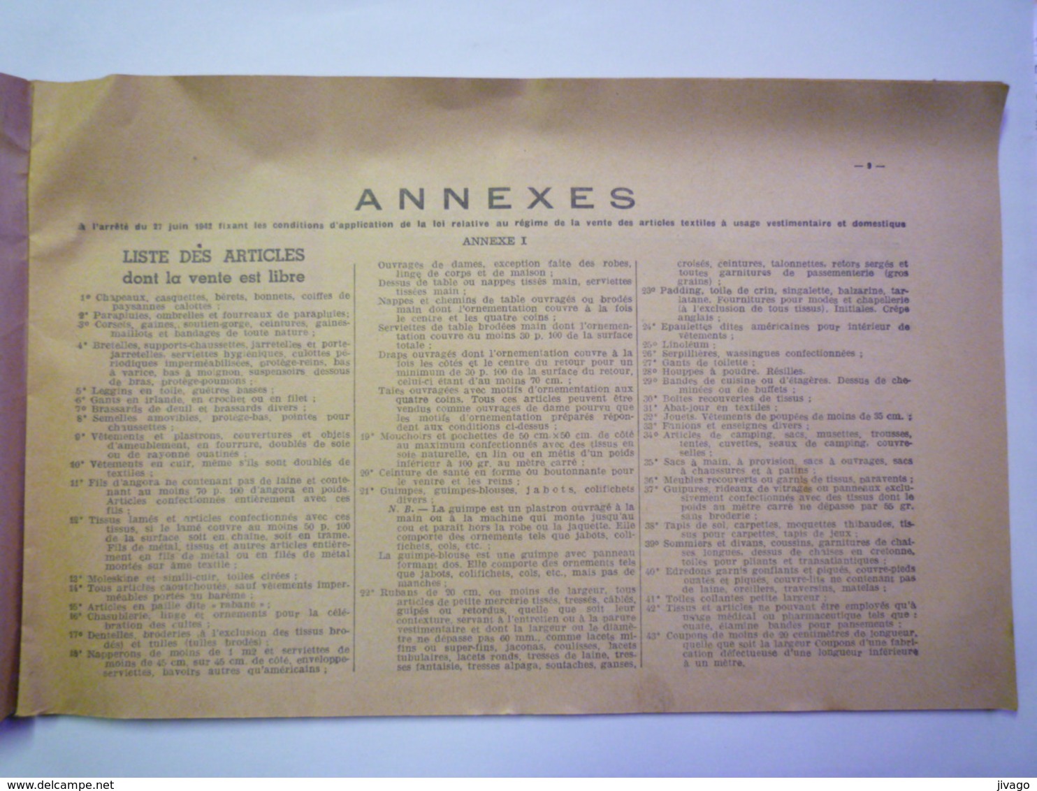 2020 - 5628  Réforme Des Lois Sur Les TEXTILES  1942  (32 Pages)  XXX - Non Classés