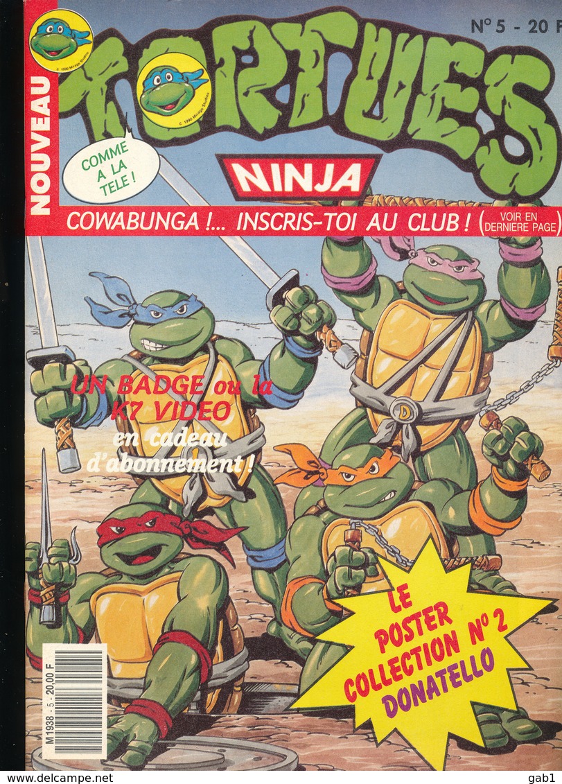 Lot De BD Tortue Ninja  -- N° 1 A N° 6 + 1 Poster Geant  Et 1 Album PANINI Non Complet  ( 1990 ) - Wholesale, Bulk Lots