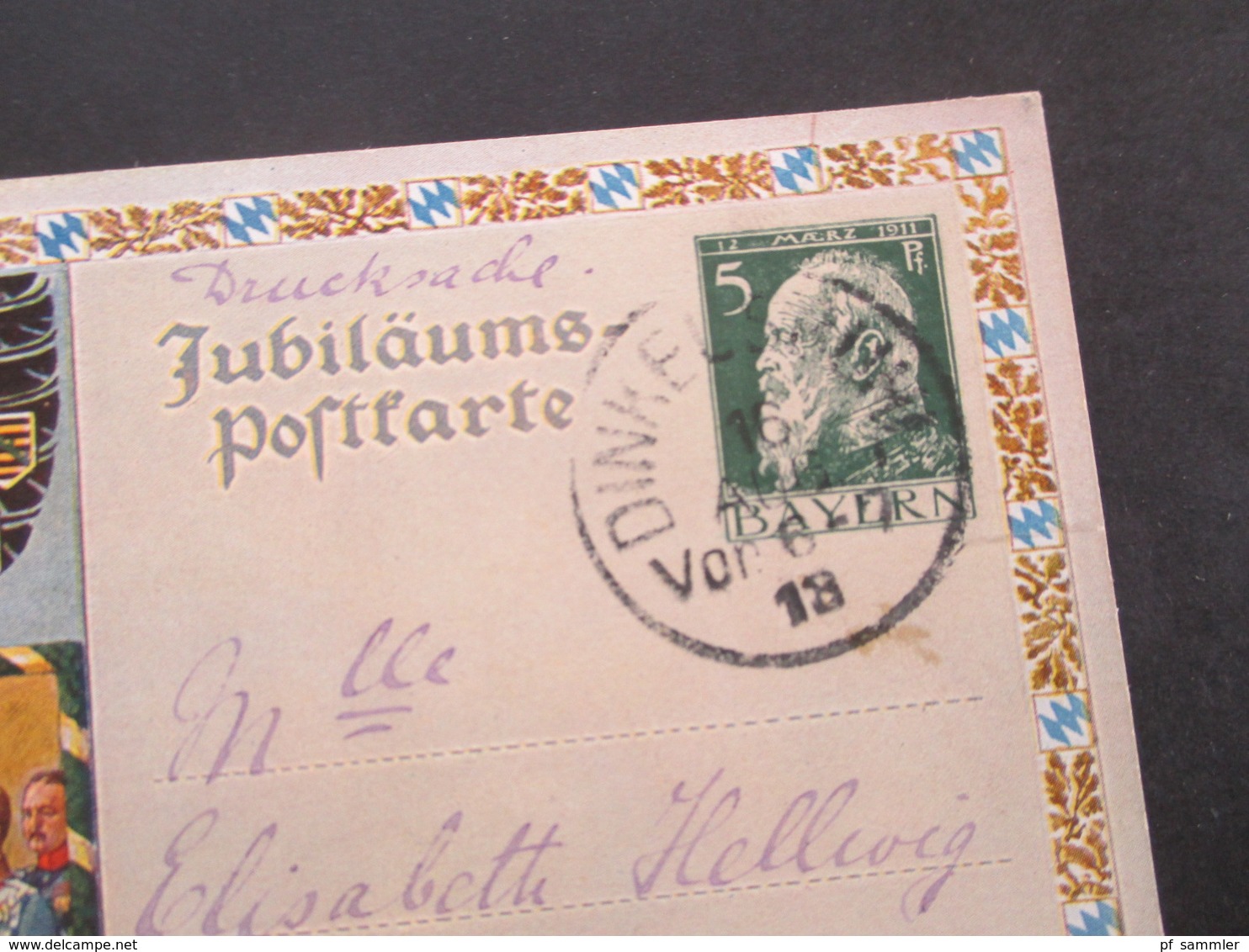 1913 Bayern Ganzsache Jubiläums Postkarte Kelheim 1913 Zusammenkunft Der D. Bundesfürsten Als Drucksache Nach Frankreich - Postal  Stationery