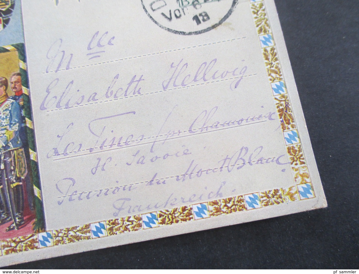 1913 Bayern Ganzsache Jubiläums Postkarte Kelheim 1913 Zusammenkunft Der D. Bundesfürsten Als Drucksache Nach Frankreich - Ganzsachen