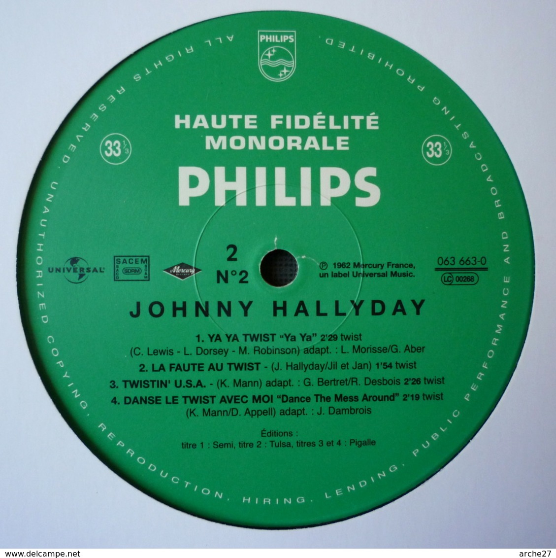 JOHNNY HALLYDAY - 25 Cm - 33T - Disque Vinyle Sans Pochette - BOF Les Parisiennes - Réédition 2003 - 63663 NEUF - Rock