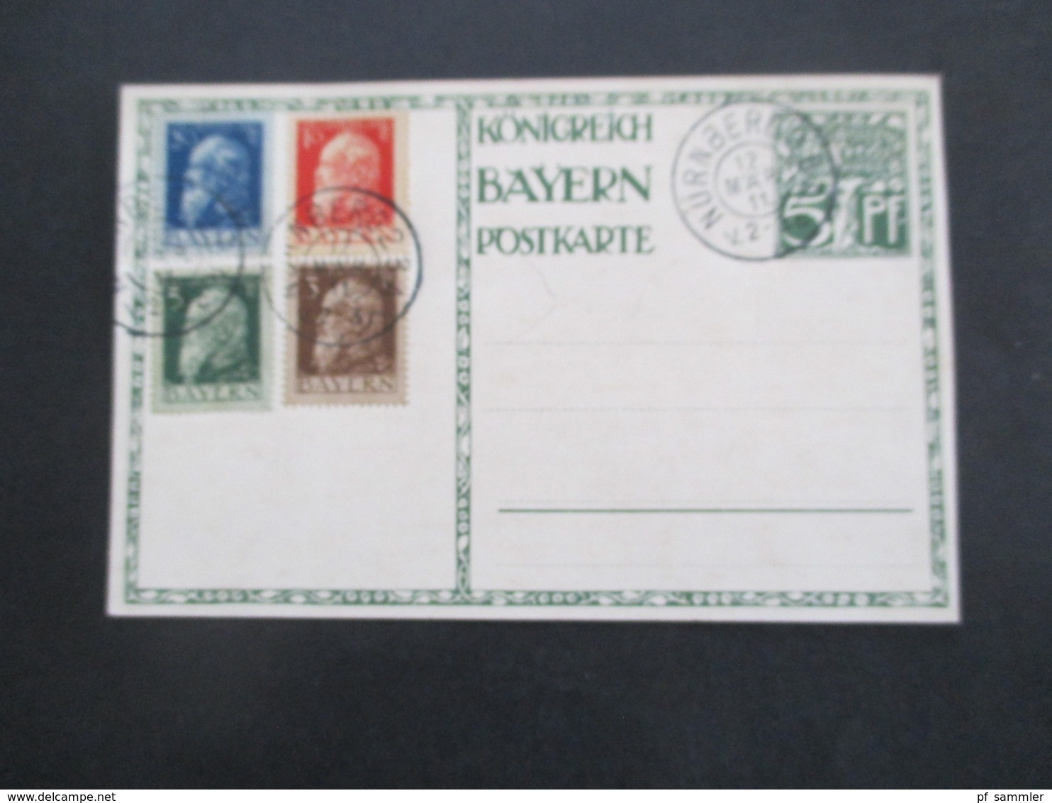 1911 AD Bayern Sonderpostkarte P91 Blankokarte Abgestempelt Mit 4 Werten Luitpold Stempel Nürnberg - Postal  Stationery