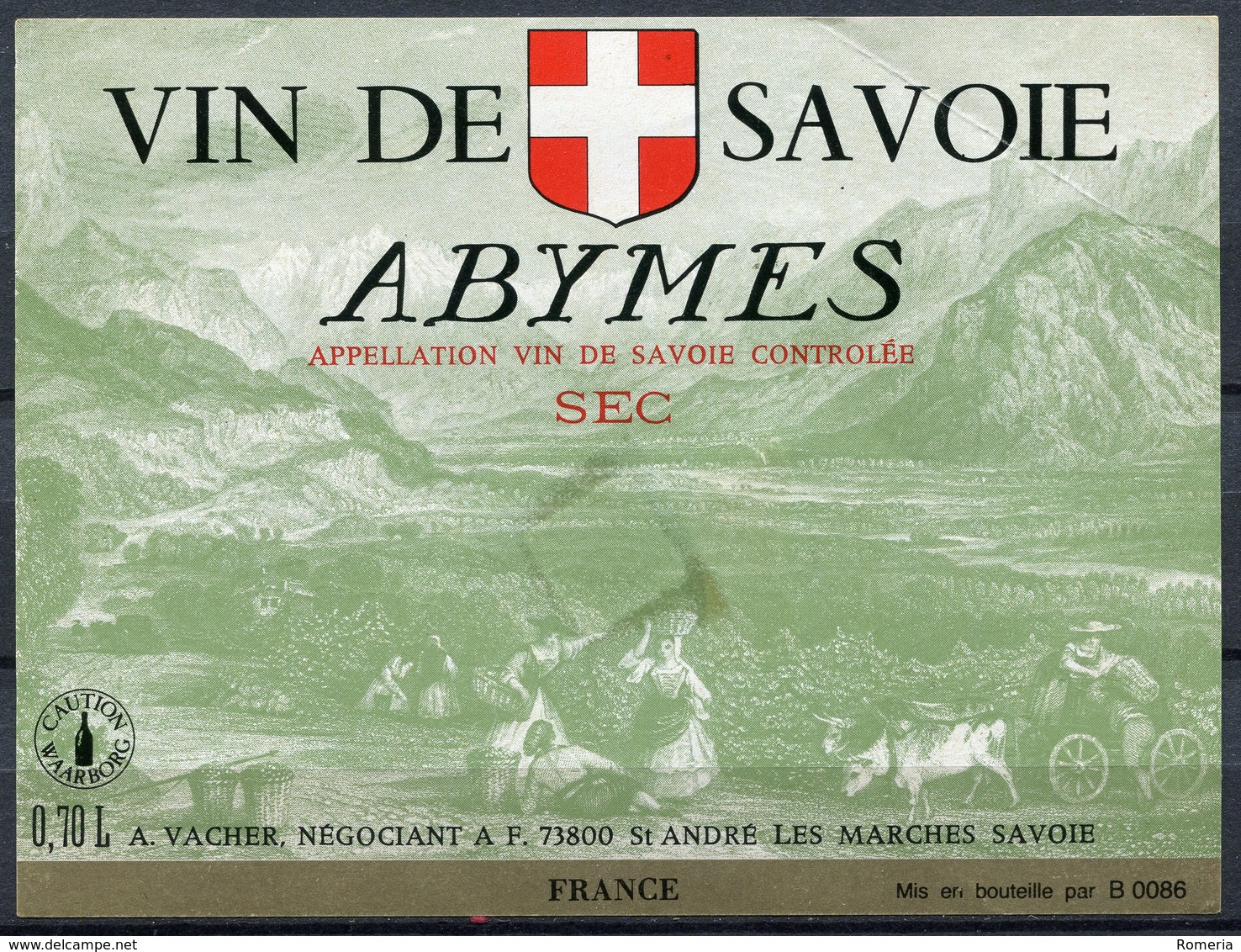 1830 - France - Vin  De Savoie - Abymes - Sec - A. Vacher - Vino Blanco