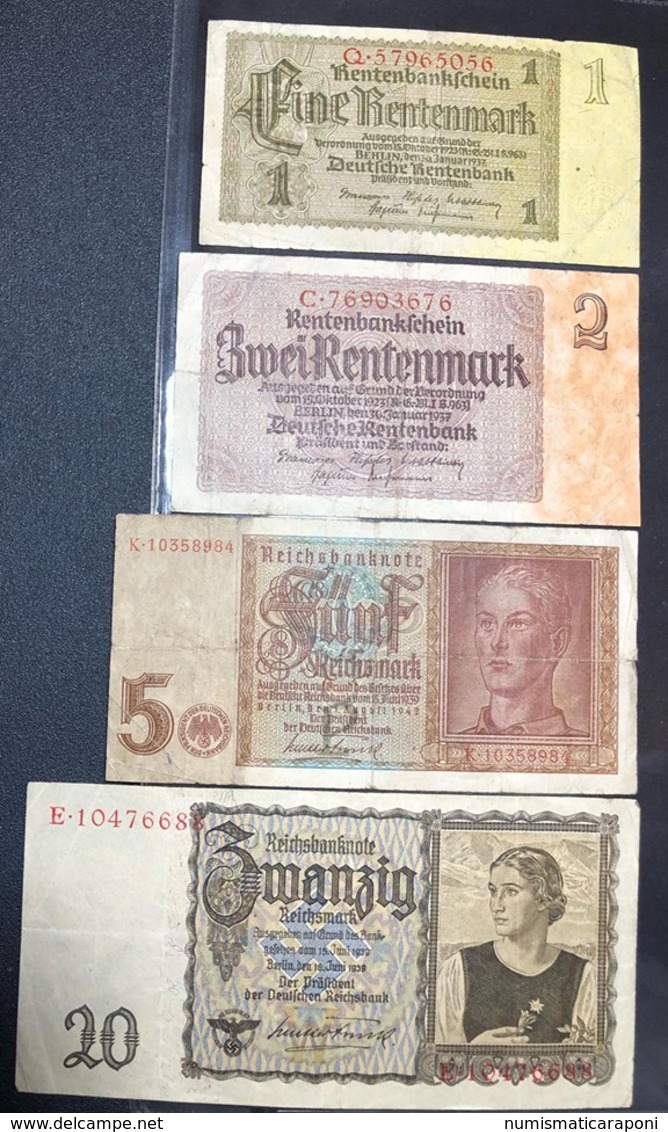 Germania Germany 4 Notes 1+2+5+20 Mark  1939 1942 1937   LOTTO 1059 - 50 Mark