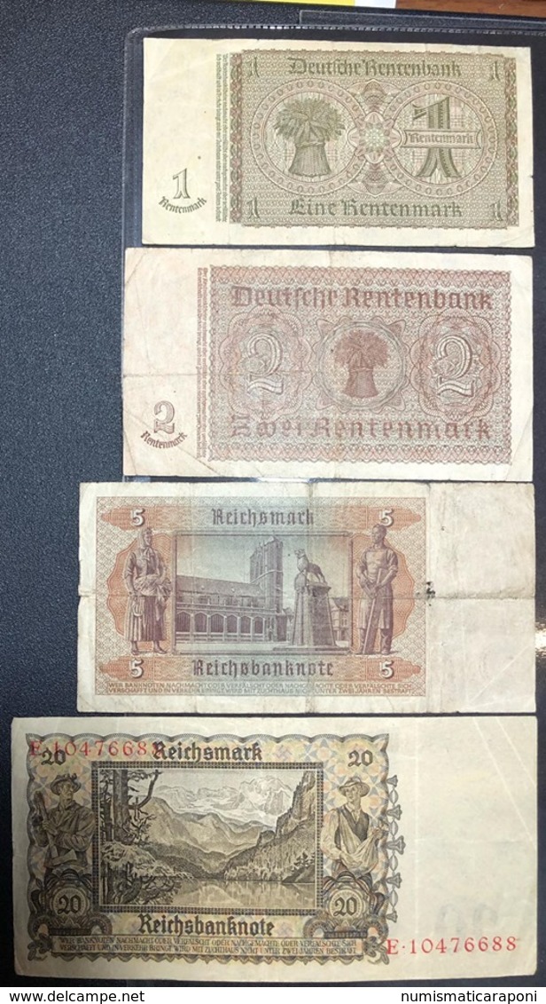 Germania Germany 4 Notes 1+2+5+20 Mark  1939 1942 1937   LOTTO 1059 - 50 Mark