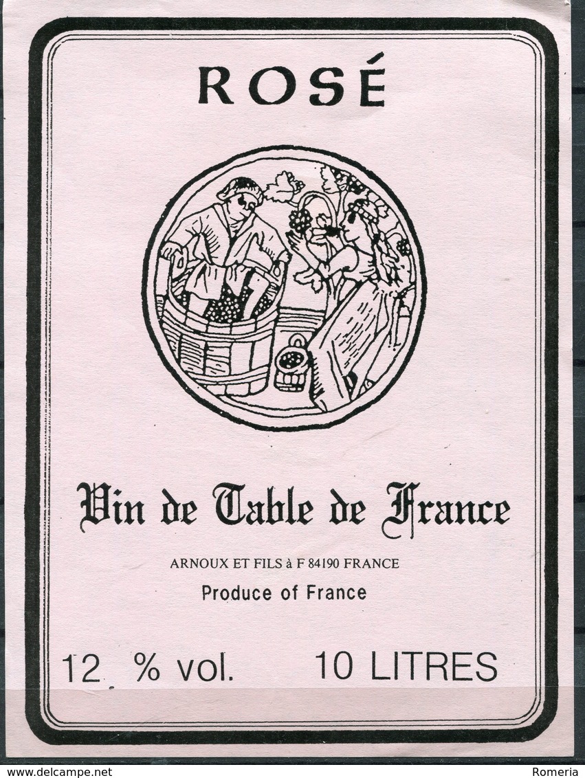 1840 - France - Vin De Table De France - Rosé - 10 Litres - Arnoux Et Fils á 84190 - Rosé (Schillerwein)