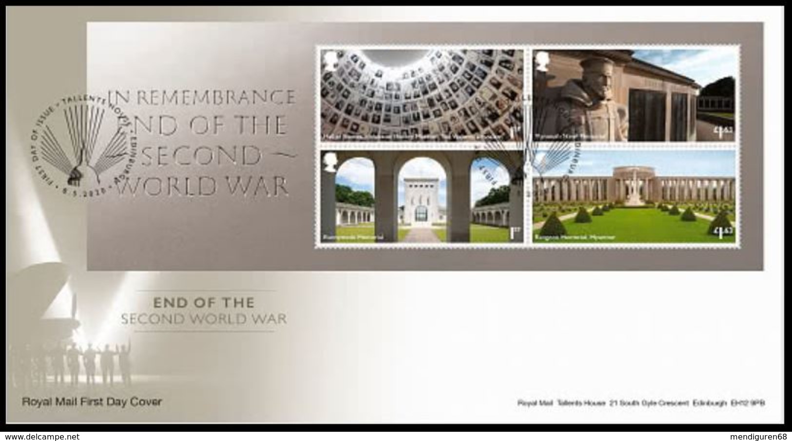 GROSSBRITANNIEN GRANDE BRETAGNE GB 2020 MS 1945 END OF THE SECOND WORLD WAR FDC MI 4565-72 YT 4980-87 - 2011-2020 Decimale Uitgaven