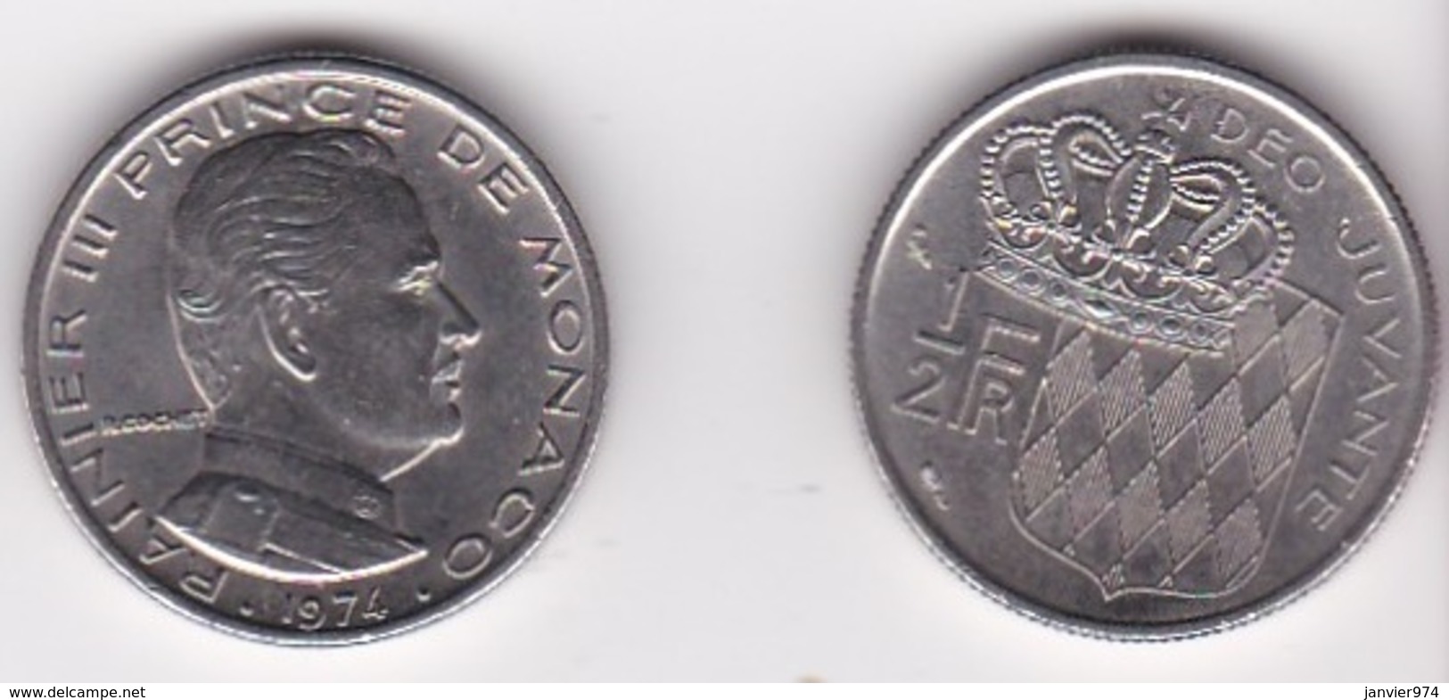 MONACO. 1/2 FRANC 1974 RAINIER III - 1960-2001 Nouveaux Francs