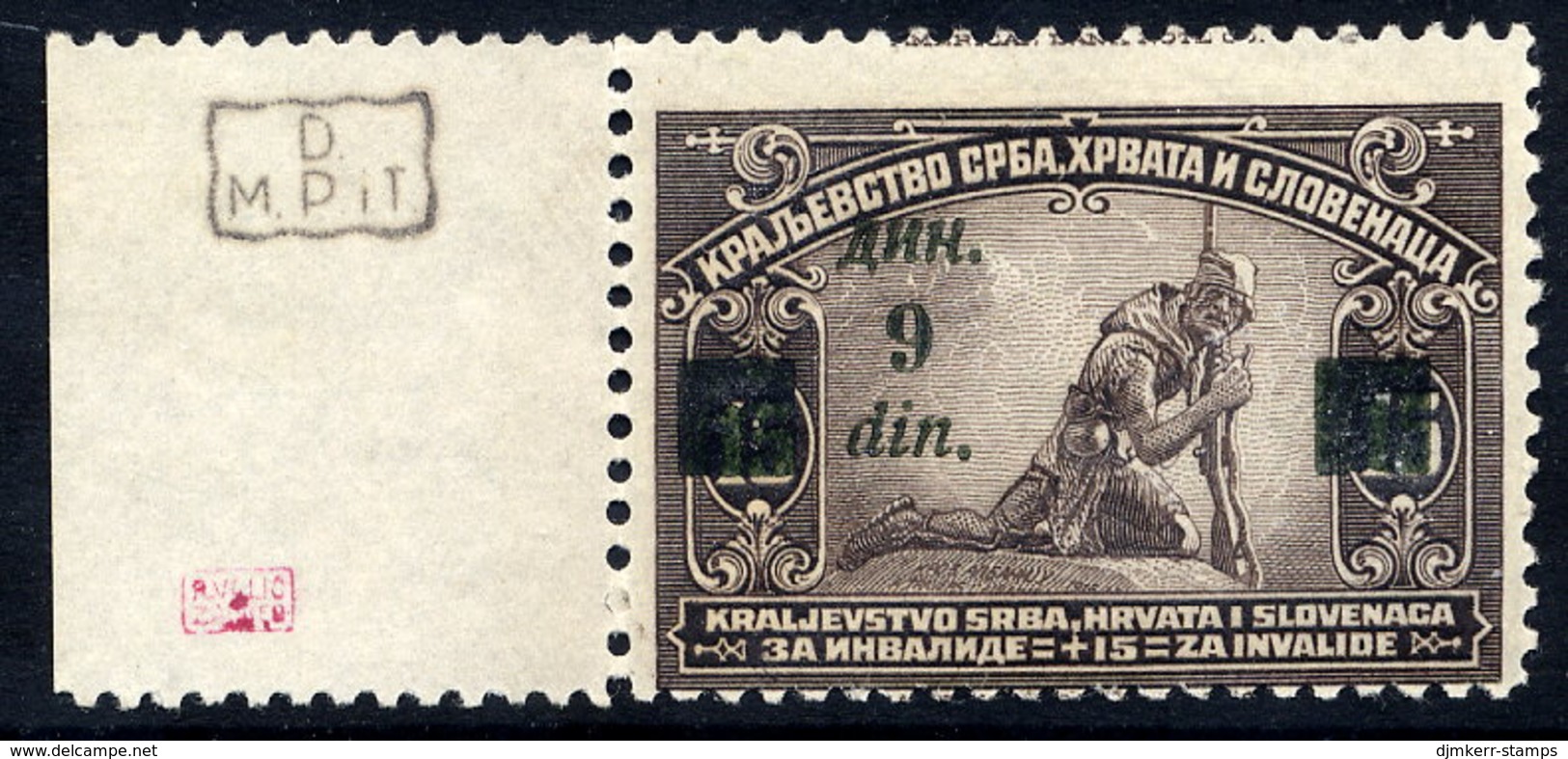 YUGOSLAVIA (SHS) 1922 Surcharge On War Charity Error 9 Din On 15 Pa. MNH / **.  Michel 166F - Ungebraucht