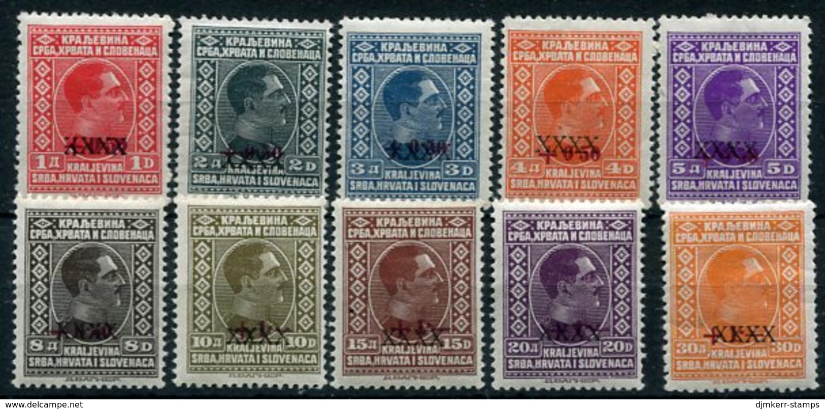 YUGOSLAVIA 1928 Cancelled Surcharges Definitive Set MNH / **.  Michel 212-21 - Unused Stamps