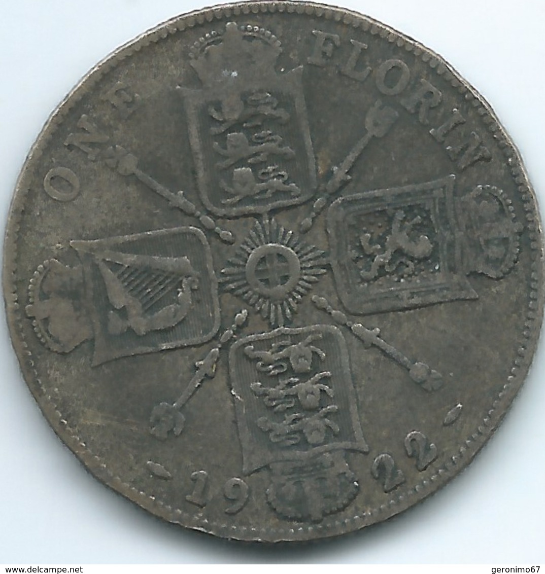 United Kingdom / Great Britain - 1922 - Florin / 2 Shillings - George V - KM817a - J. 1 Florin / 2 Schillings