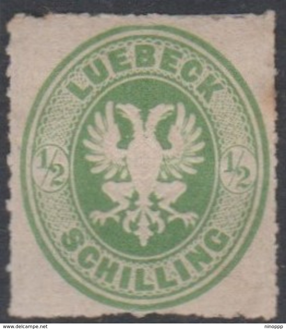 German States - Lubeck Scott 8 1863 Half Shilling Green,Mint Hinged - Lübeck