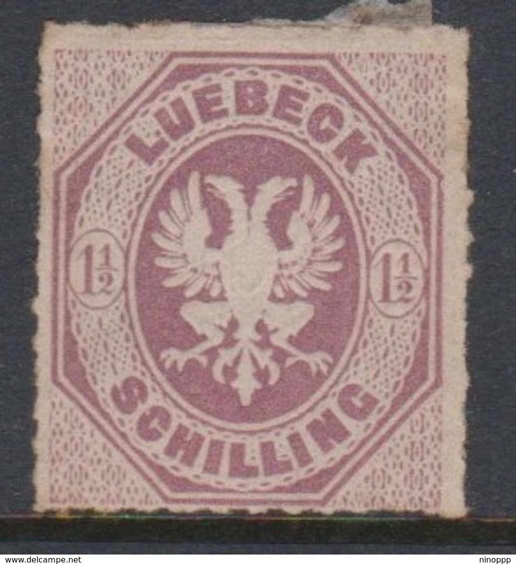 German States - Lubeck Scott 14  1865 One And Half Shilling Red Lilac,Mint - Lubeck