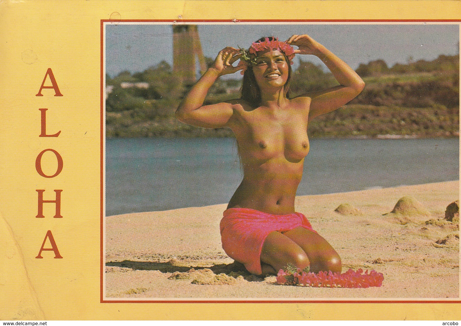 Hawii, A Lovely Hawaiian Maiden On A Sunny Island Beach- Pin Up - Big Island Of Hawaii