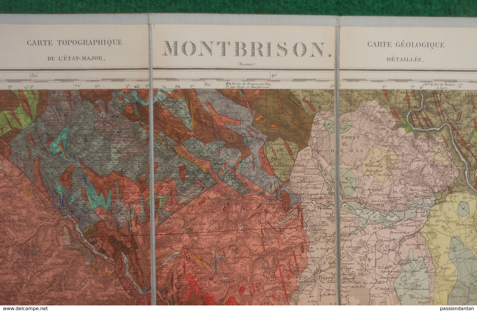 Carte Géologique Et Topographique Toilée - Loire - Montbrison - Montbrison Et Alentours - Geographical Maps