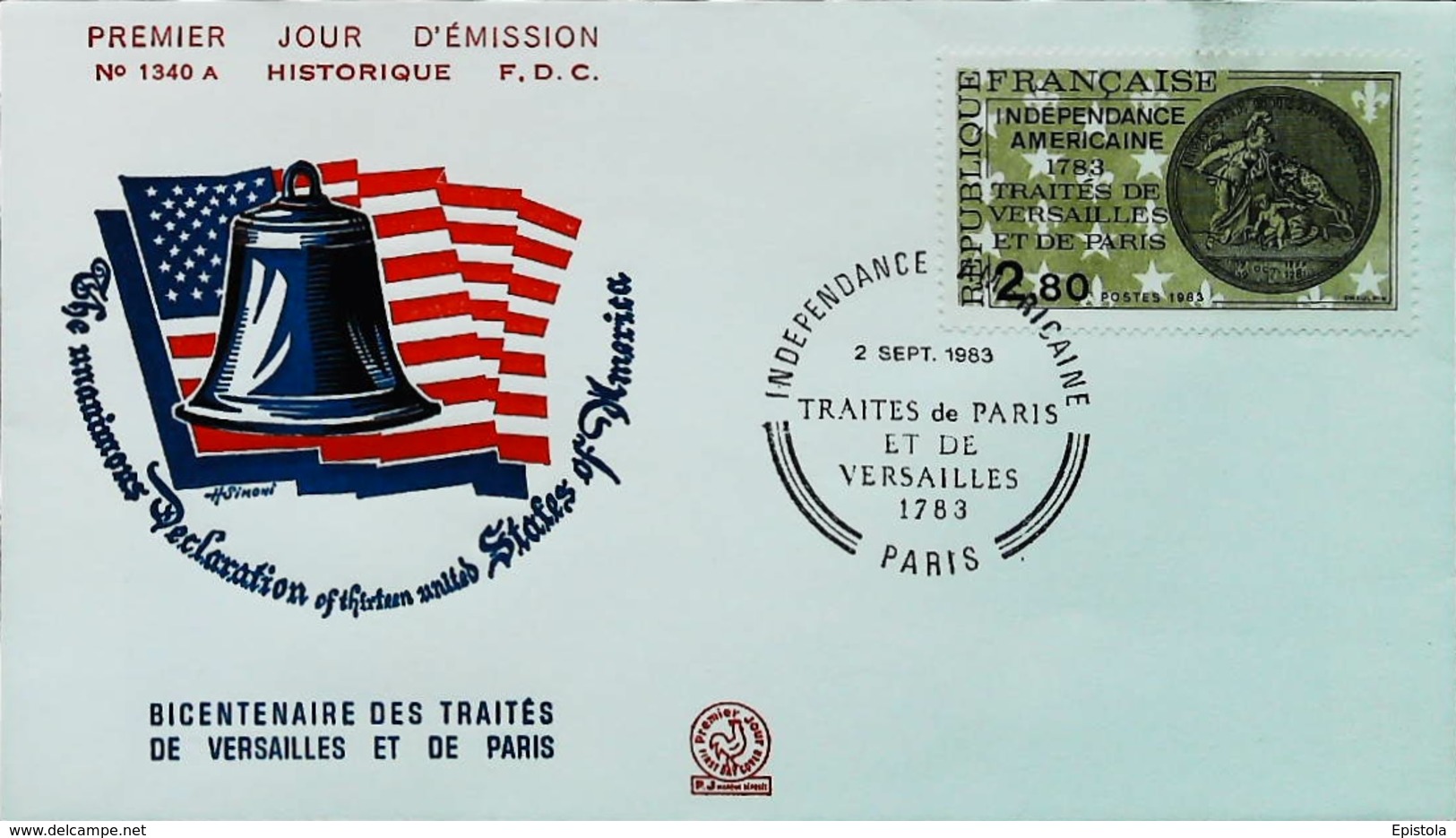 FRANCE - FDC - (Oblitération Traité De Versailles Et De Paris ) - Independance Américaine - Enveloppe Premier Jour - Unabhängigkeit USA