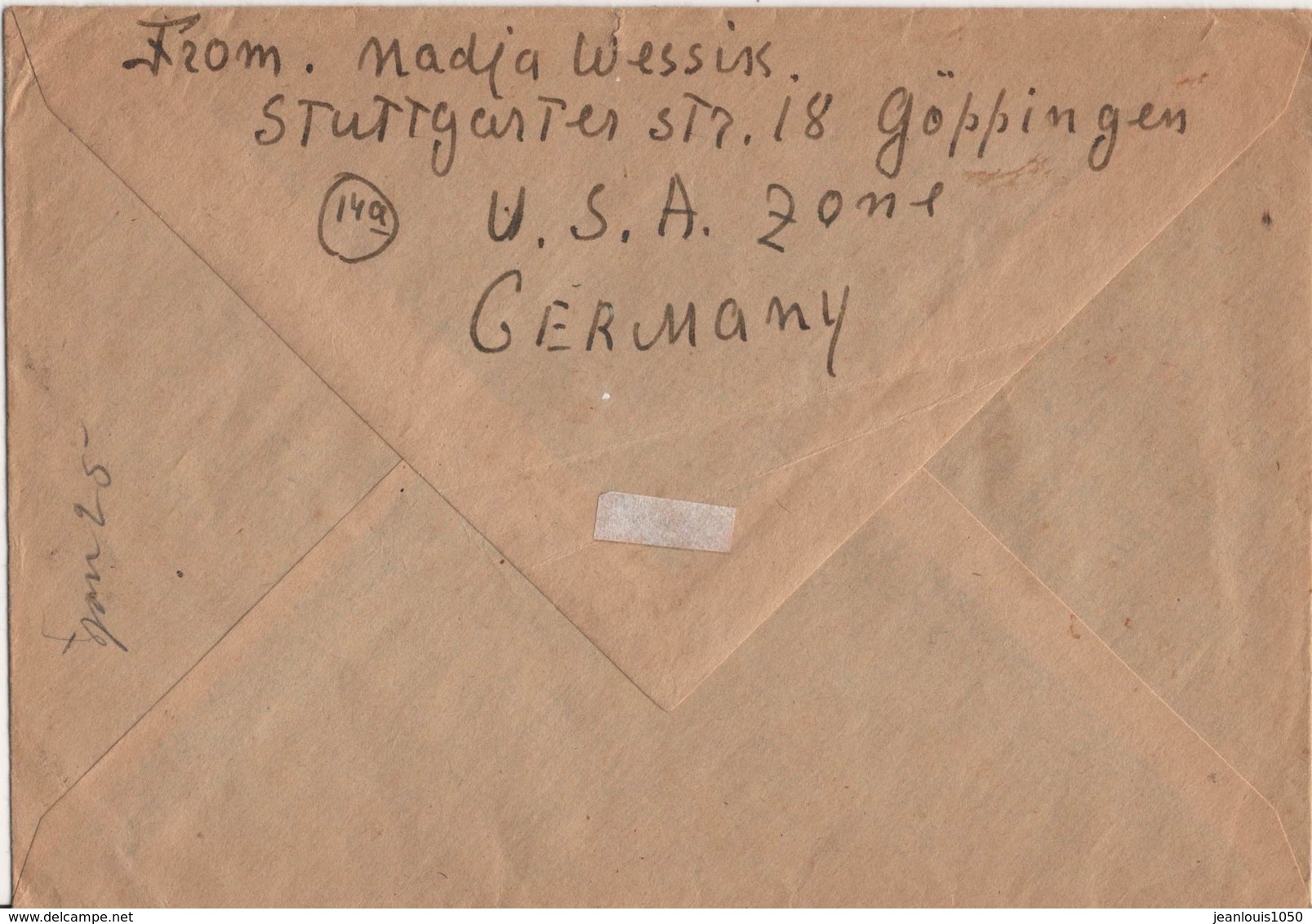 ALLEMAGNE BIZONE YT N°62  ET ZULASSEN MARKE OBLITERES SUR LETTRE EN POSTE AERIENNE POUR LES USA - Autres & Non Classés