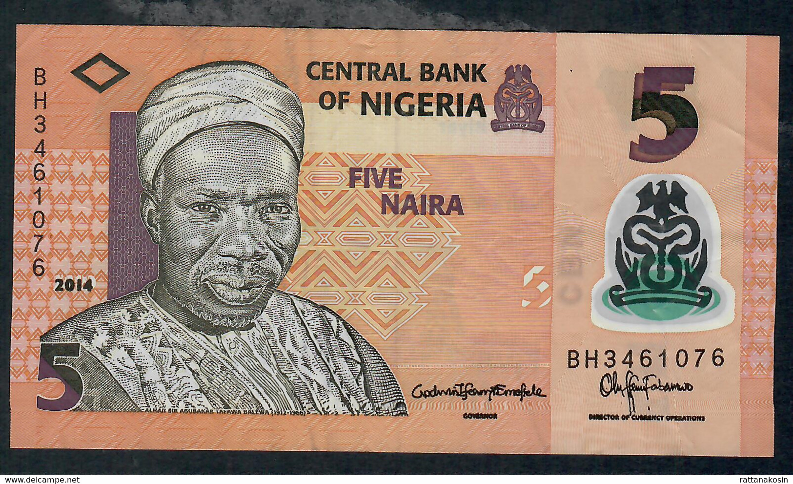 NIGERIA P38f 5 NAIRA 2014 # BH   VF No P.h. ! - Nigeria