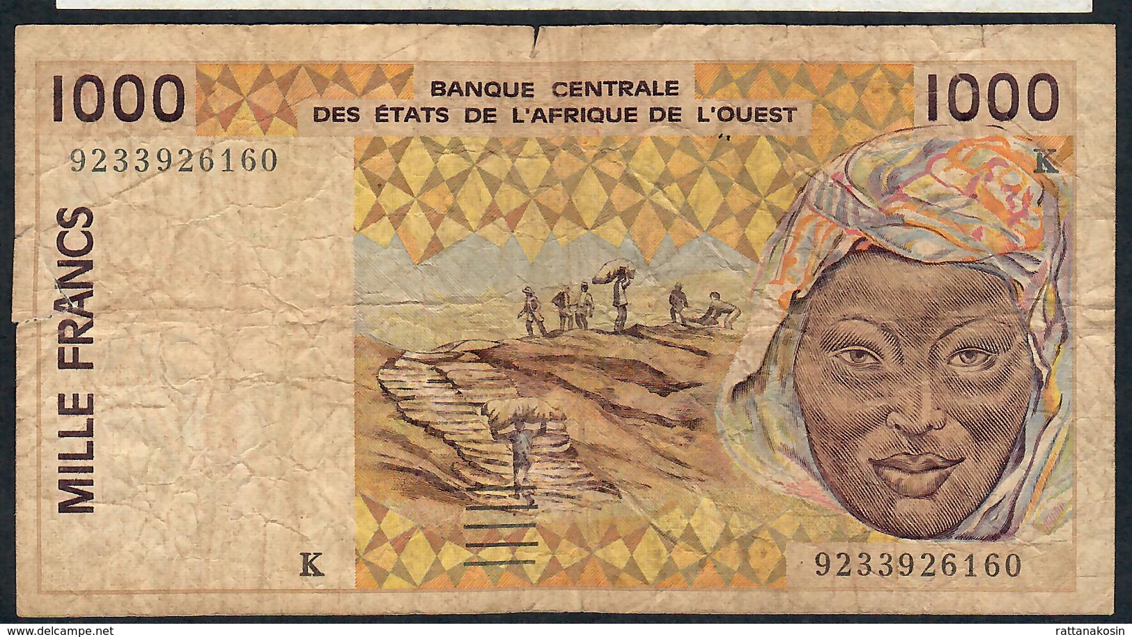 W.A.S. P711Kb 1000 FRANCS (19)92 VG - États D'Afrique De L'Ouest