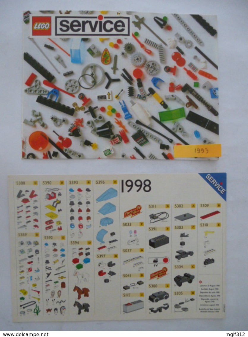 LEGO : SERVICE Catalogues Des Pièces Détachées - LOT De 2 - 1993 Et 1998 - Voir Les Scans - Catalogues