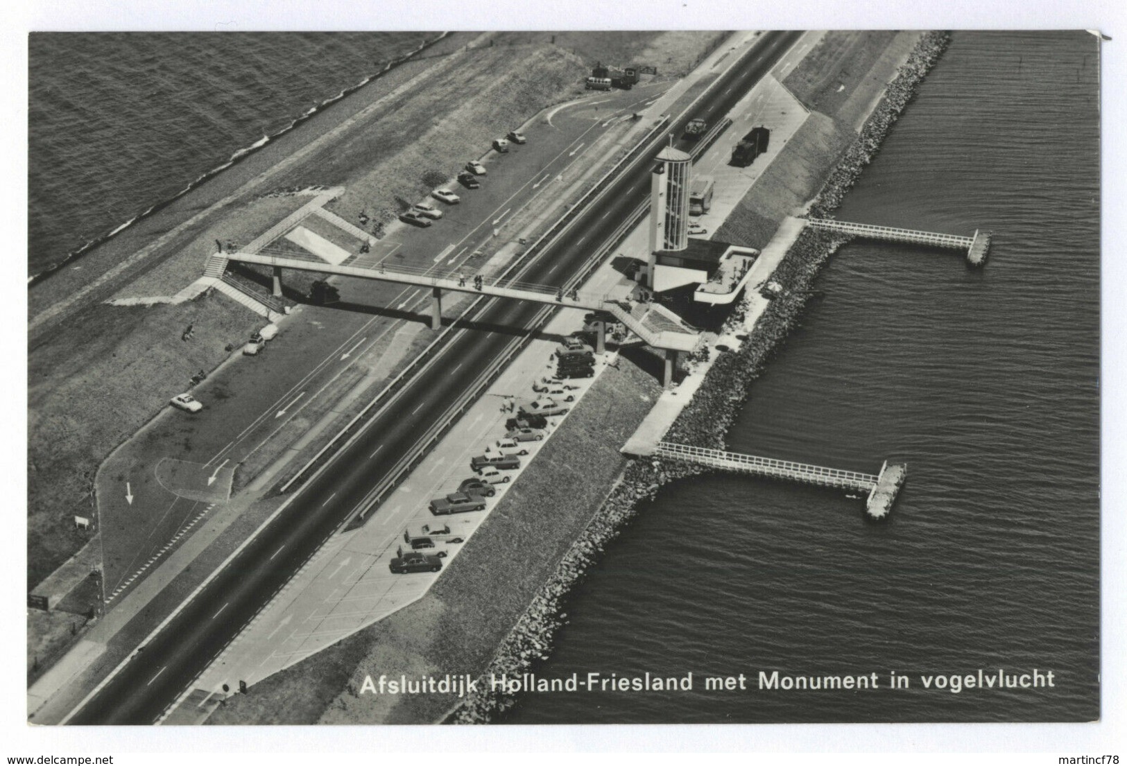 Afsluitdijk Holland-Friesland Met Monument In Vogelvlucht 1969 Niederlande - Den Oever (& Afsluitdijk)