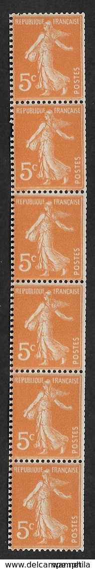 France N°158c** Roulette N°8 Bande De 6 Cote 185€. - Coil Stamps