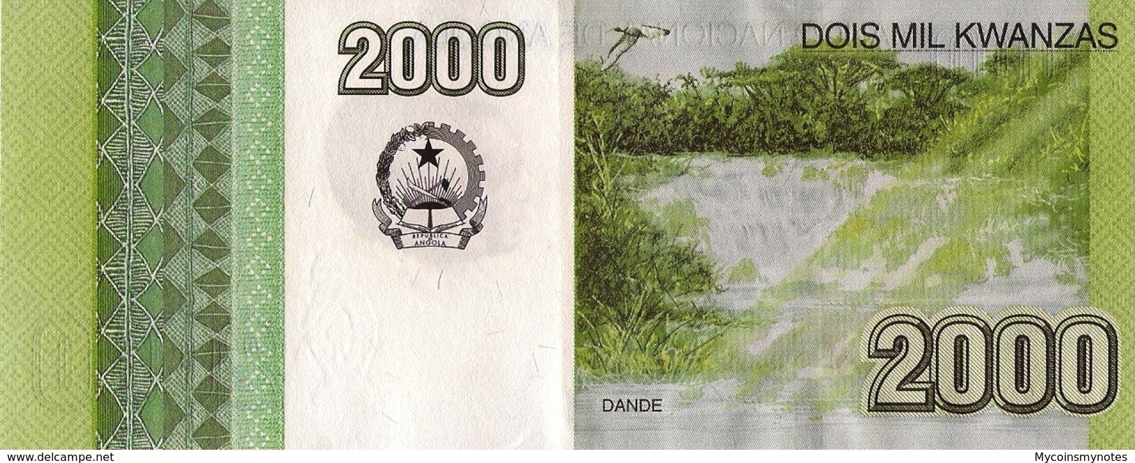 ANGOLA 2000 Kwanzas 2012 (2017) - Dande Falls, P157, UNC, New Signature - Angola