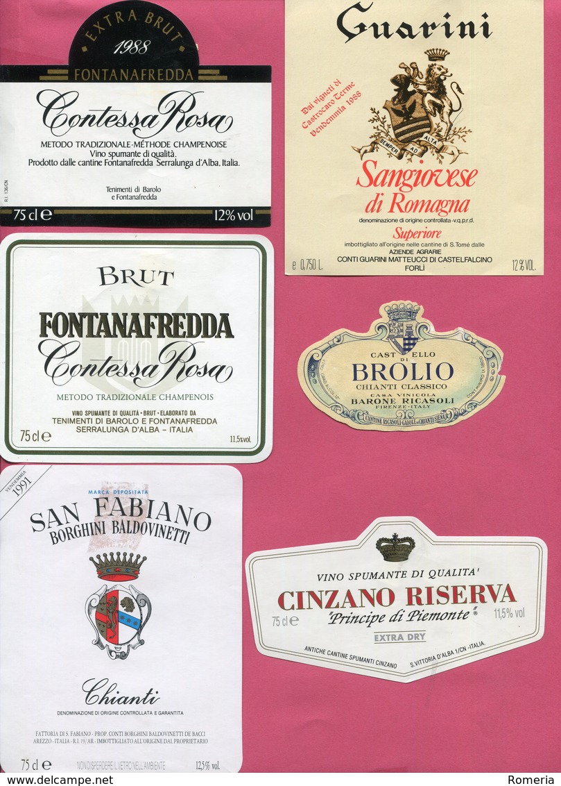 Italie - Superbe lot de 163 étiquettes de vins italiens - Toutes scannées - Parfait état.