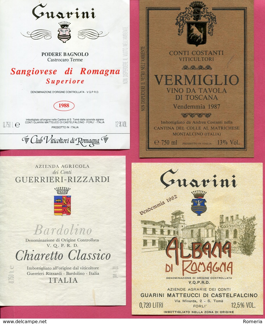 Italie - Superbe lot de 163 étiquettes de vins italiens - Toutes scannées - Parfait état.