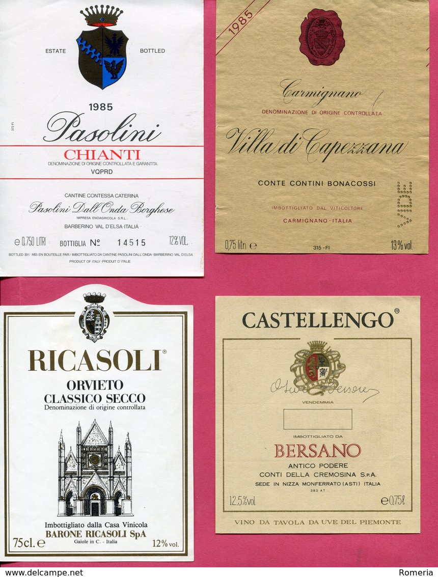 Italie - Superbe lot de 163 étiquettes de vins italiens - Toutes scannées - Parfait état.