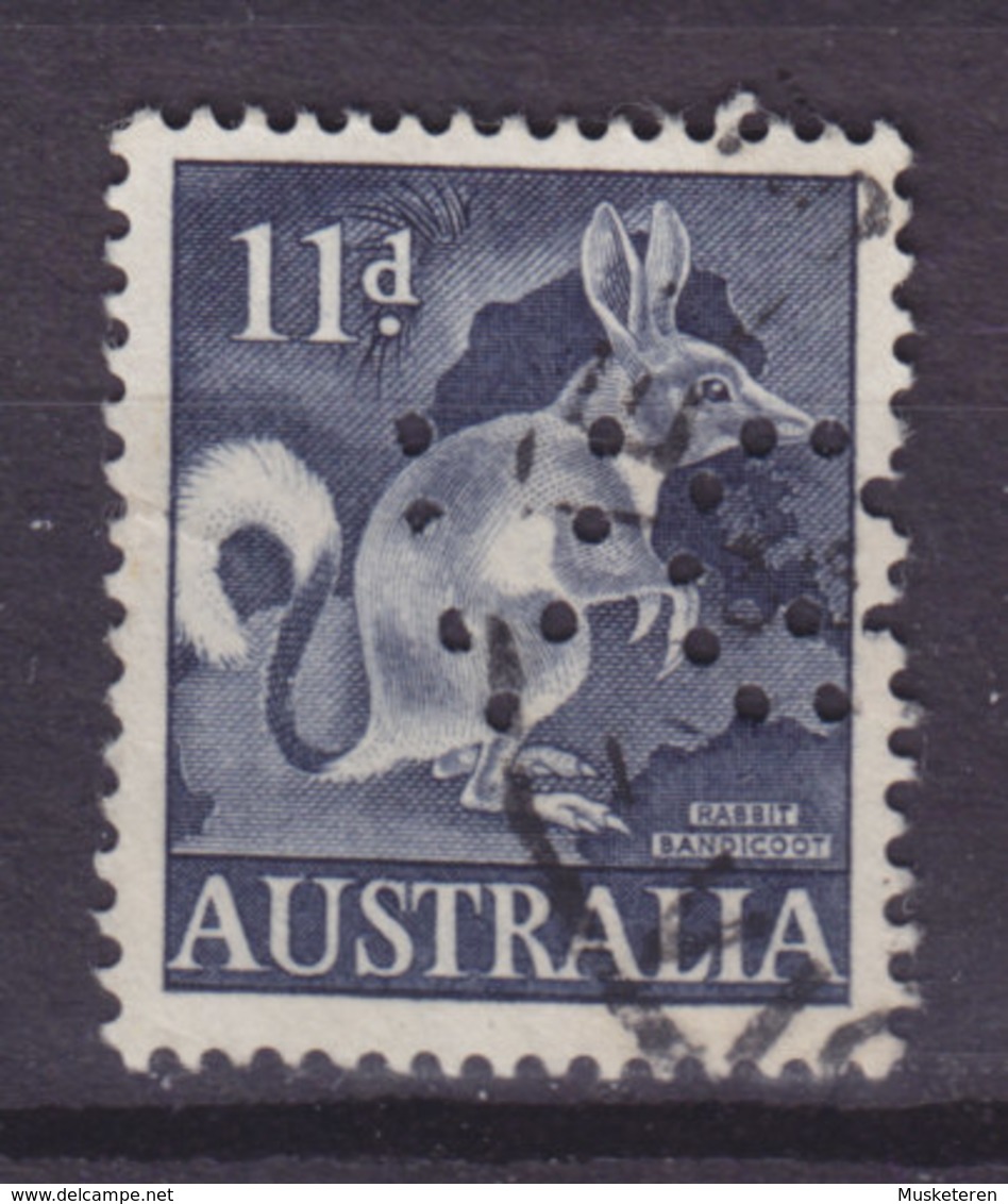 Australia Perfin Perforé Lochung 'VG' 1961, Mi. 310  11p. Ohrenbeuteldachs (2 Scans) - Perforiert/Gezähnt