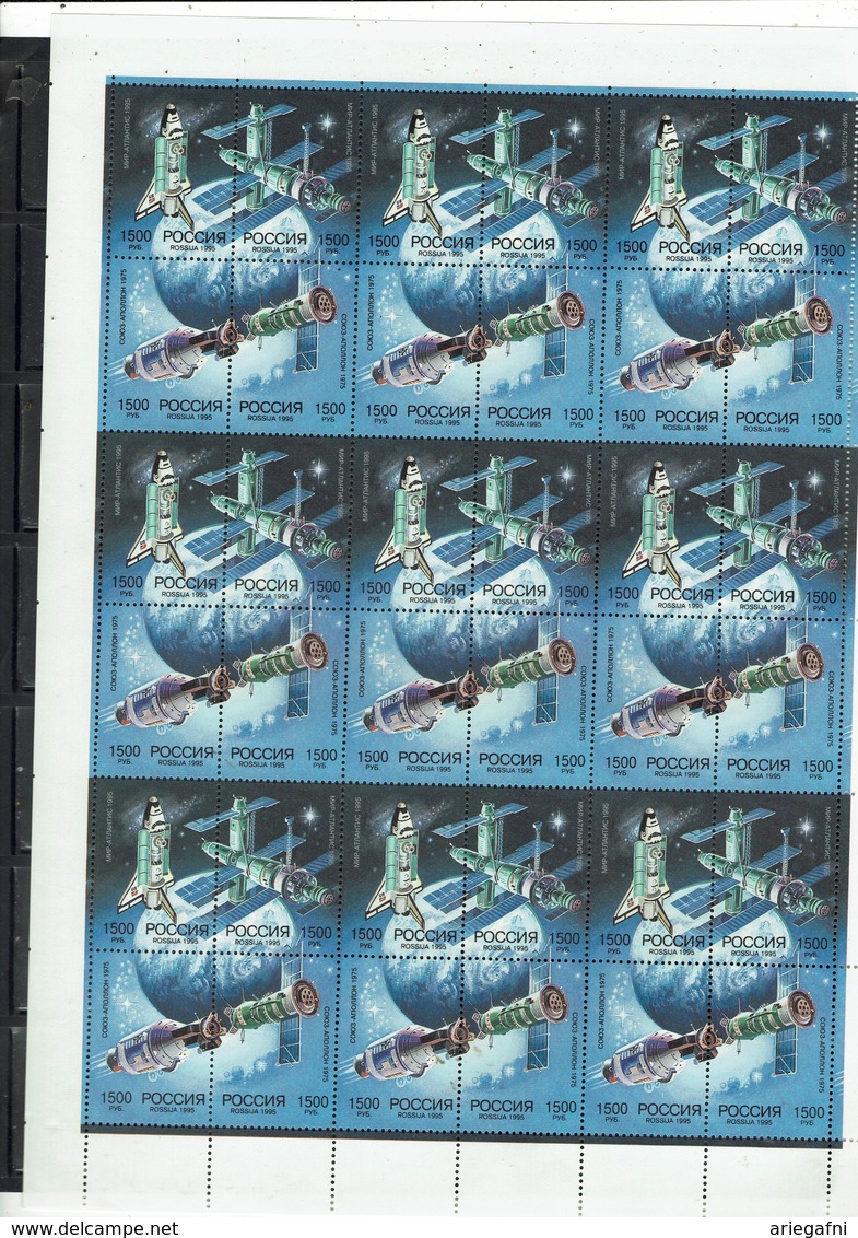 RUSSIA 1995 RUSSIAN AMERICAN COOPERATION IN SPACE FULL SHEET MI No 445-8 MNH VF !! - Feuilles Complètes