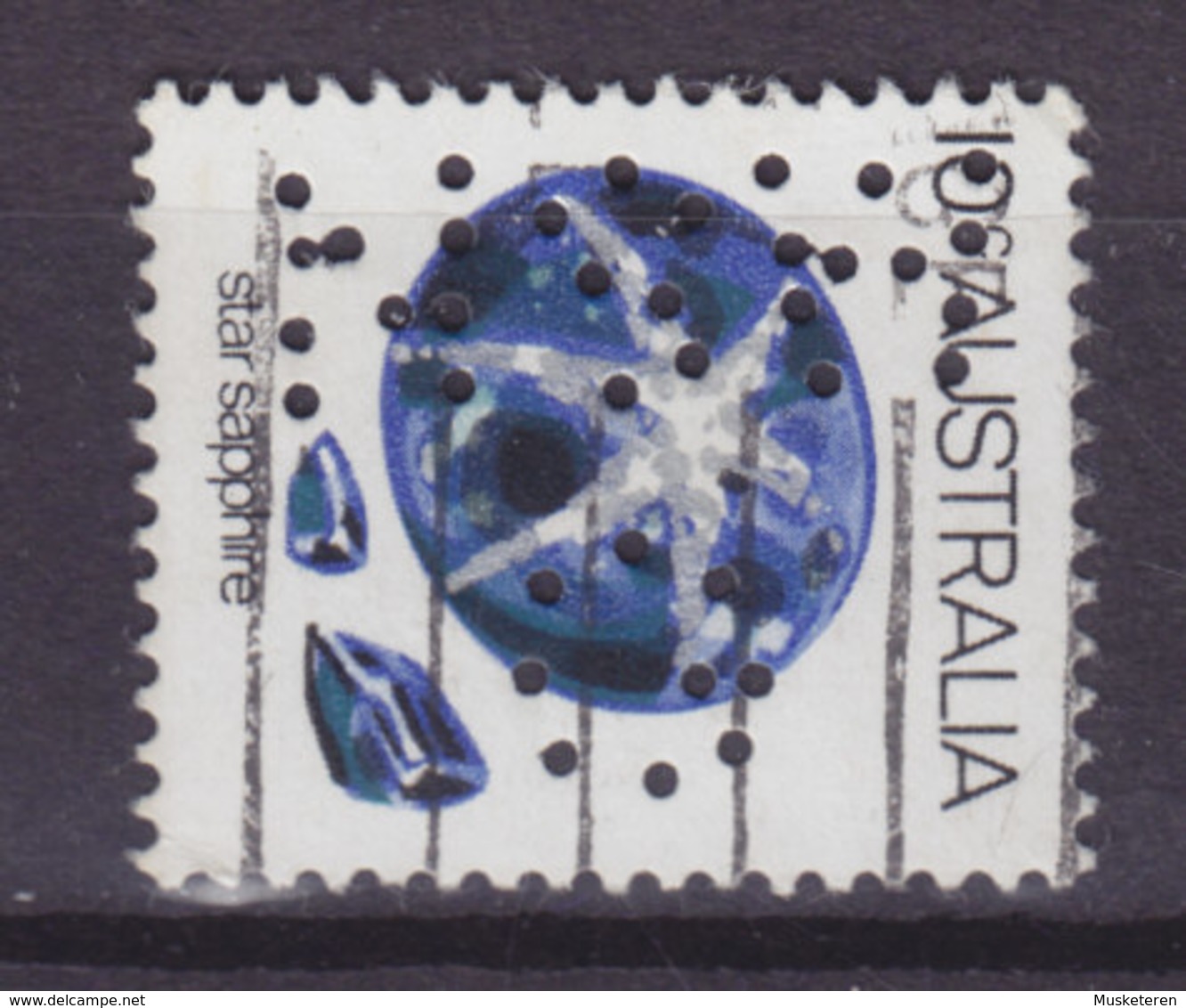 Australia Perfin Perforé Lochung 'NSW G' 1974, Mi. 561  10p. Mineralien Mineral Sternsaphir Star Sapphire (2 Scans) - Perforés