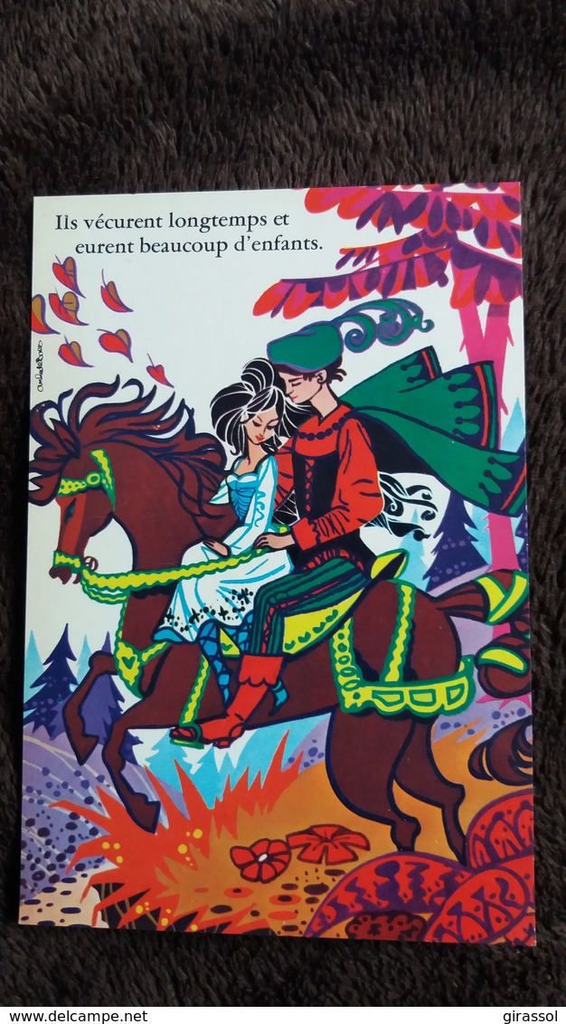 CPSM CONTE BLANCHE NEIGE ET LES 7 NAINS 6 ILS VECURENT LONGTEMPS ET EURENT BEAUCOUP D ENFANTS SIGNEE ED LYNA - Contes, Fables & Légendes