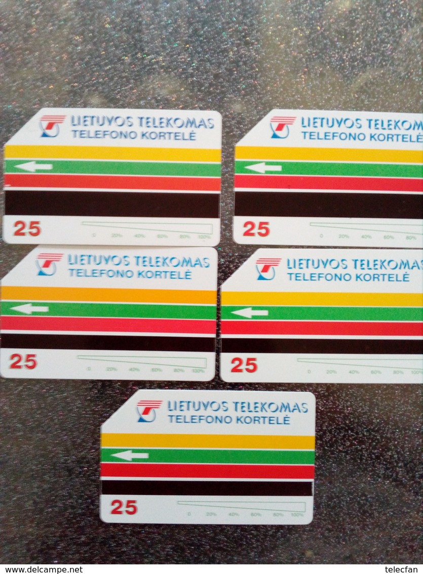 LITUANIE LOT 5 CARDS DIFFERENTS 25U UT USED - Litouwen