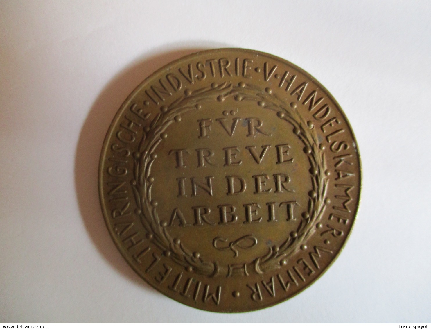 Medal: Mittelthuringische Industrie V. Handelskammer Weimar Für Treue In Der Arbeit C. 1930 - Firma's