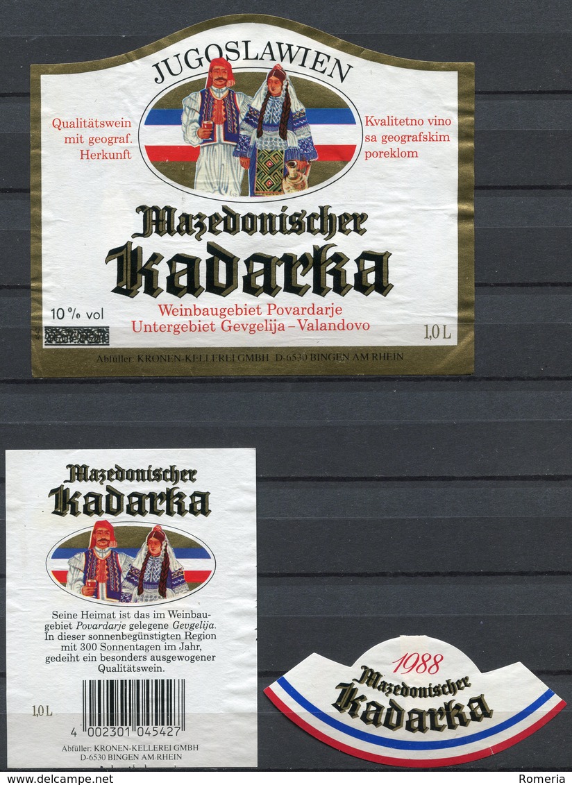 1853 - Yougoslavie - 1988 - Etiquette Mazedonischer Kadarka - Vino Tinto