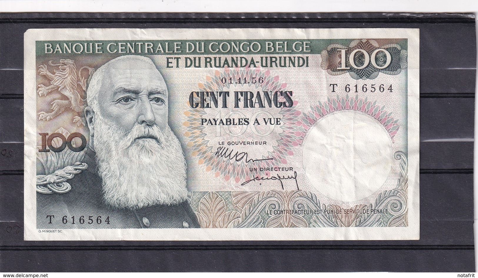 Congo Kongo  100 Fr 1956 Leopold II   See Scan !! - Andere - Afrika